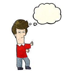 cartoon man gesturing wildly with thought bubble