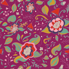 Fototapeta na wymiar Abstract elegance seamless floral pattern on a pastel background.