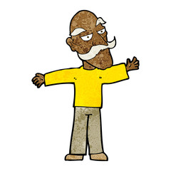 cartoon old man spreading arms wide