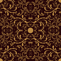 Golden vintage vector seamless pattern
