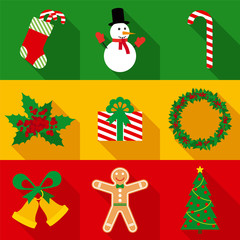 Christmas Symbols Set in Flat Style