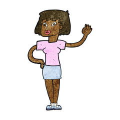 cartoon woman waving