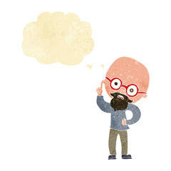cartoon old man  with thought bubble
