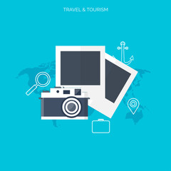 Fototapeta premium World travel concept background. Flat icons. Tourism concept