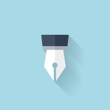 Flat web internet icon. Pen.