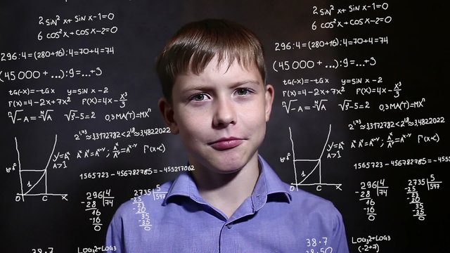 Student teen boy talking science formula math problem math Infographics