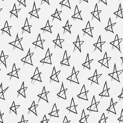Obraz premium Doodle abstract pattern with stars. Black and white colors.