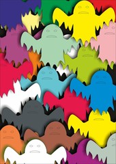 Many colorful ghosts