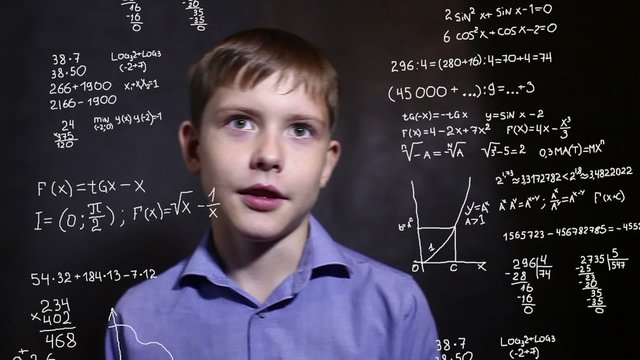 Student boy teen talking science formula math problem math Infographics