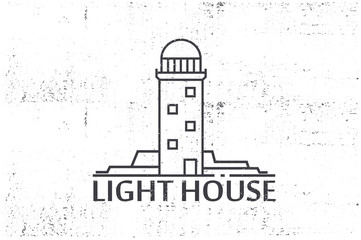 vintage label -  lighthouse. Stock vector.