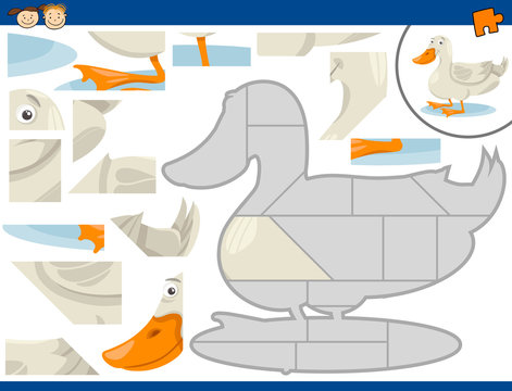 cartoon duck jigsaw puzzle task
