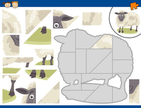 cartoon sheep jigsaw puzzle task