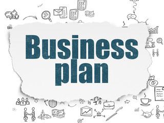 Finance concept: Business Plan on Torn Paper background