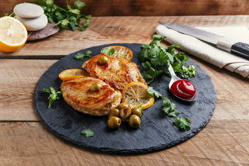 roasted chicken breast with  lemon