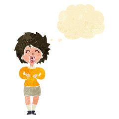 cartoon screaming woman with thought bubble