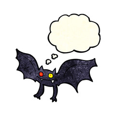 cartoon vampire bat with thought bubble