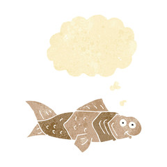 cartoon funny fish with thought bubble