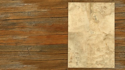 Old paper on wooden board background