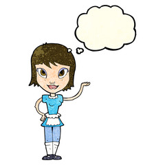 cartoon maid with thought bubble