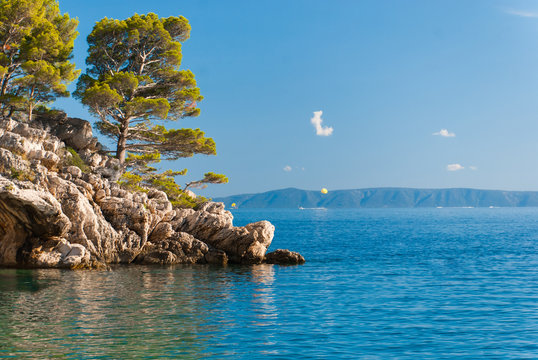 Wild rock beach in Brela