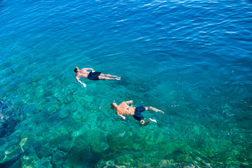 Two people snorkling in Adriatic Sea