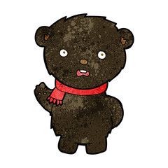 cartoon black bear wearing scarf