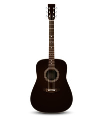 Black acoustic guitar. Vector illustration