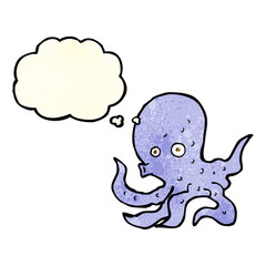 cartoon octopus with thought bubble