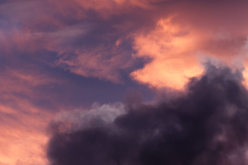 colorful clouds fragmented in sunset