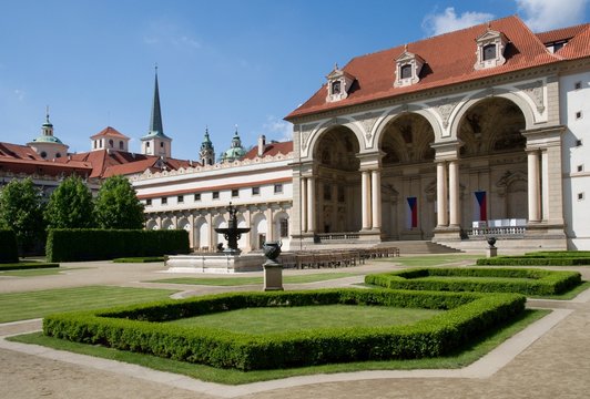 The Wallenstein Garden (Valdstejnska zahrada) with sala terrena in Prague, Czech republic.