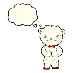 cartoon little polar bear with thought bubble