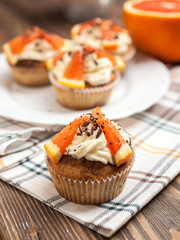 cupcakes with cream and fruit