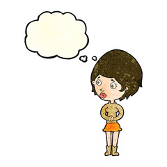 cartoon concerned woman with thought bubble