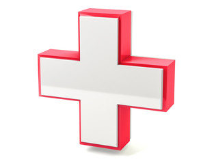 3D isolated medical aid cross render
