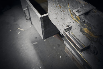 worn wooden drawers in an abandoned factory building