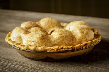 Golden Apple Pie on Rustic Barnwood