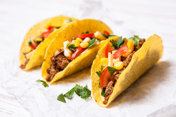 Delicious tacos with beef