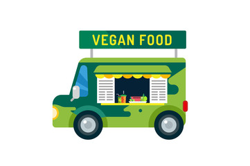 Vegan city food car van icon