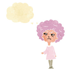 cartoon old lady with thought bubble