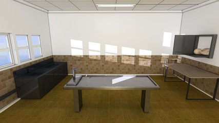 Autopsy room and table