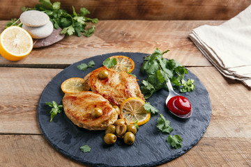 roasted chicken breast with  lemon