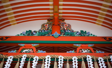 Facade of the gate in the Shinto shrine of Fushimi Inari-taisha, in Kyoto, Honshu Island, Japan