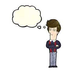 cartoon bored man with thought bubble