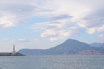 Landscape with the image of lighthouse in Bar harborn, Montenegro