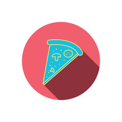 Pizza icon. Piece of Italian bake sign.