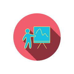 Presentation icon. Statistics chart sign.