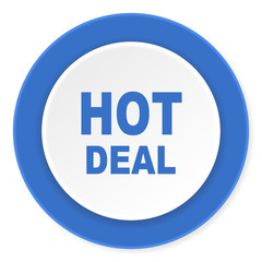 hot deal blue circle 3d modern design flat icon on white background