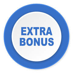 extra bonus blue circle 3d modern design flat icon on white background