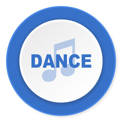 dance music blue circle 3d modern design flat icon on white background