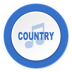 music country blue circle 3d modern design flat icon on white background